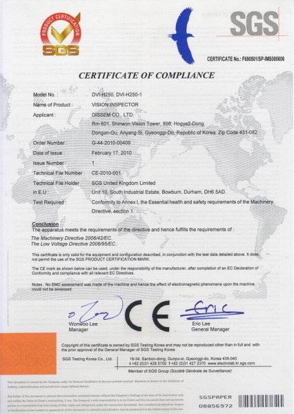SGS CE Certificate